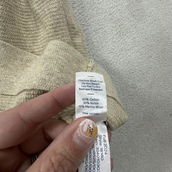 Marine Layer Retro Polo Shirt Mens Small Beige Stripe Knit Wool Blend Casual - Picture 6 of 10